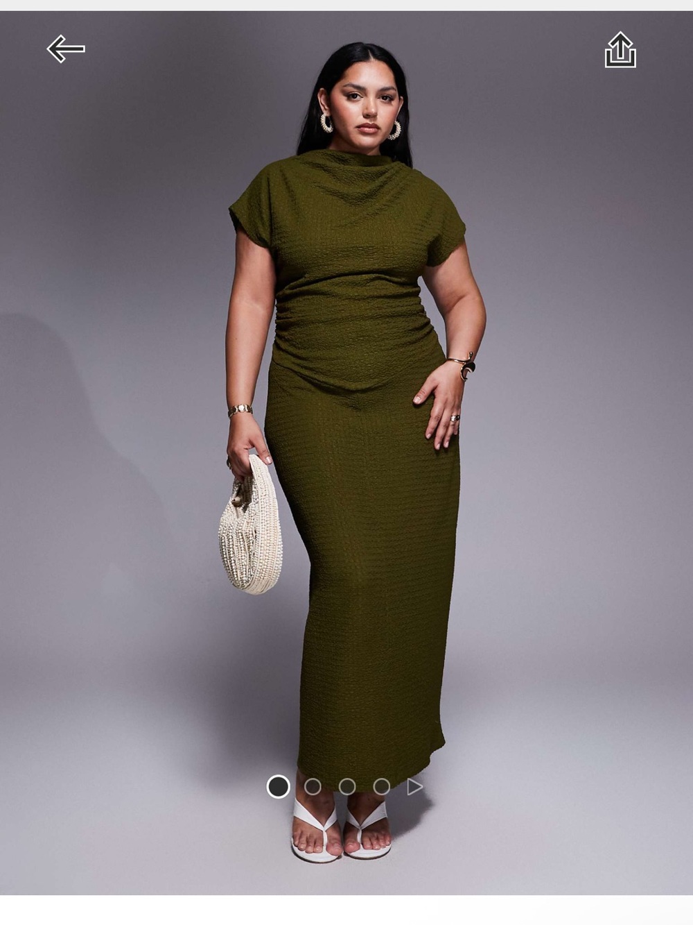 NWT ASOS Olive Green Maxi Bodycon Short Sleeve Dress